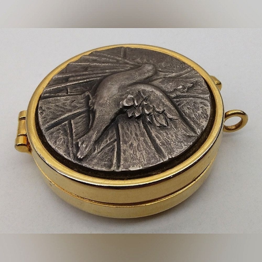 Pyx Holy Communion Brass Pewter Peace Dove - Picture 4 of 13